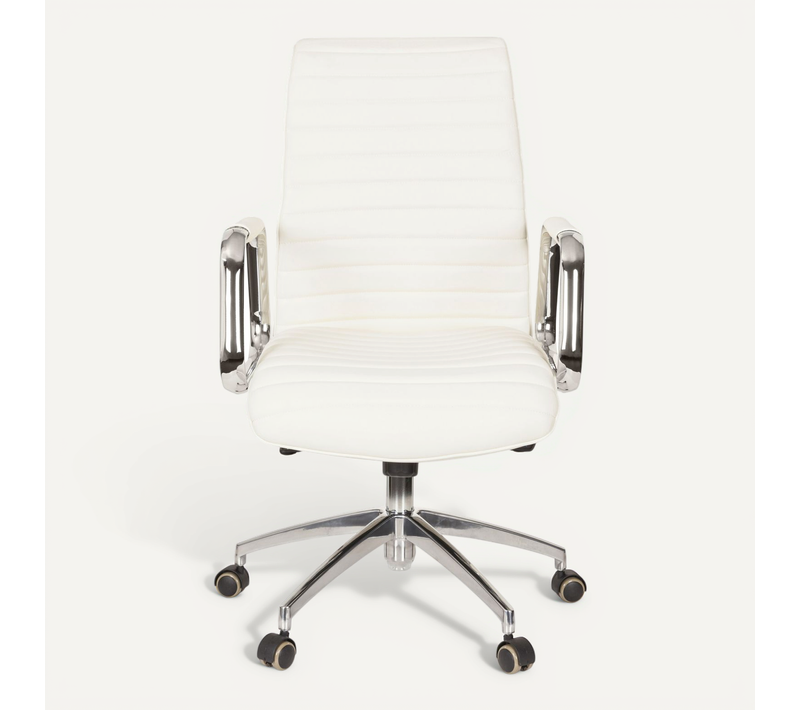 Fauteuil De Bureau Aspera 10 Cuir Blanc Crème Accoudoirs Fournis, Surface Toucher Doux "softpad"