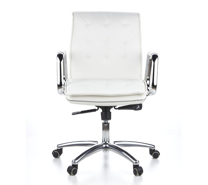 Fauteuil De Bureau Villa 10 Cuir Blanc Crème Accoudoirs Fournis, Surface Toucher Doux "softpad"