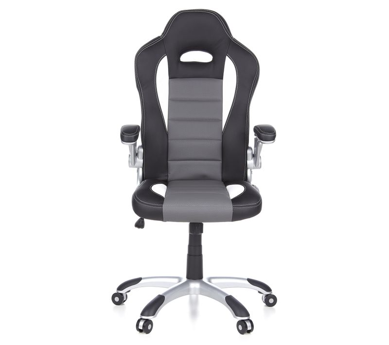 Fauteuil Gamer Game Sport Simili Noir/blanc/gris Accoudoirs Fournis, Surface Toucher Doux