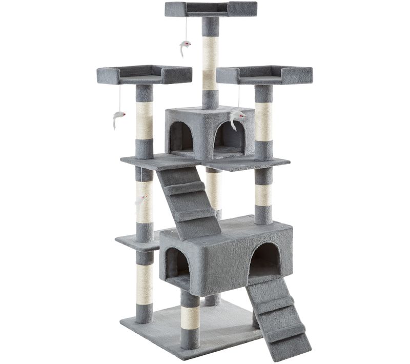Arbre à Chat Griffoir Escalade 170 Cm Avec Maisons Et Plateformes Gris