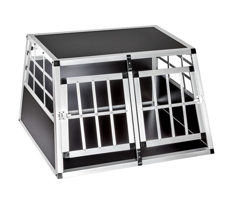Cage De Transport Pour Chiens Double Sécurisée Avec Dos Droit Noir
