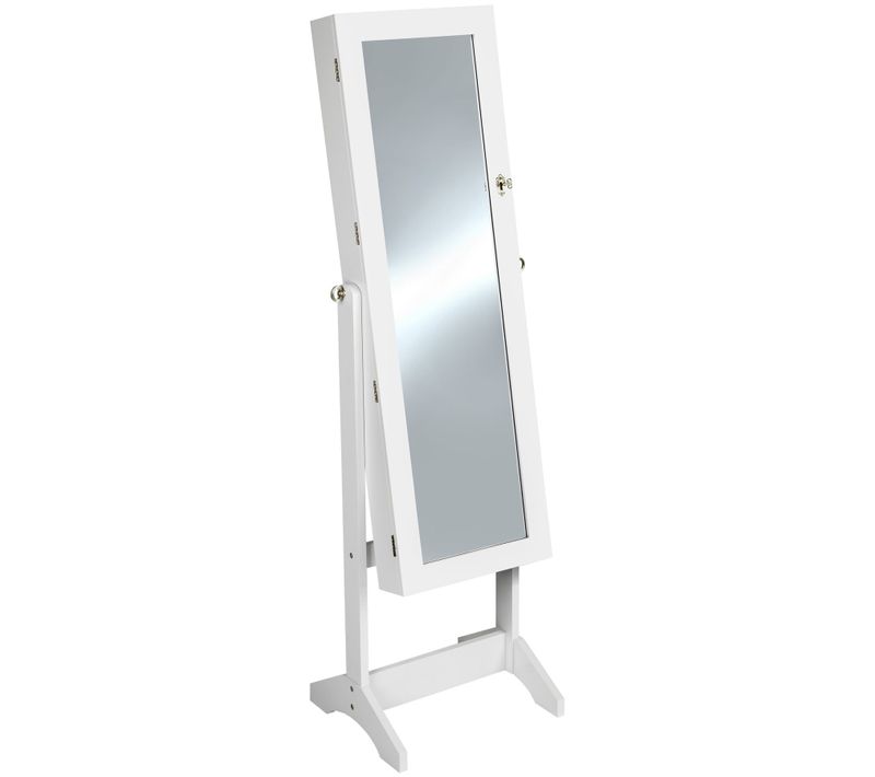 1 Armoire À Bijoux Avec Miroir En Bois Mdf Blanc