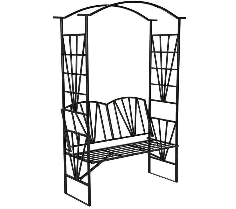 Arche De Jardin Avec Banc Et Portillon Résistant Aux Intempéries Noir