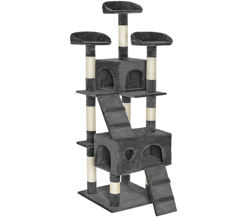 Arbre à Chat Griffoir Escalade 170 Cm Avec Corde En Sisal Gris