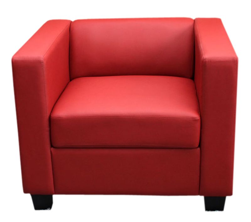 Fauteuil Club / Lounge Lille, 86x75x70 cm, Simili-cuir, Rouge