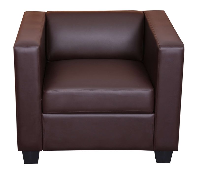 Fauteuil Club / Lounge Lille, 86x75x70cm ~ Simili-cuir Café