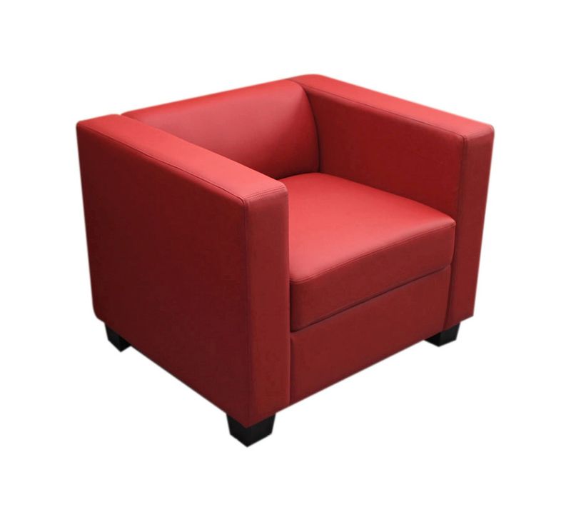 Fauteuil Club / Lounge Lille, 86x75x70 cm, Cuir Reconstitué, Rouge