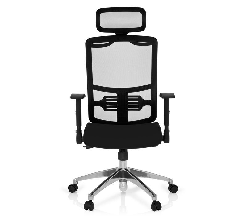 Fauteuil De Bureau Cayen Tissu / Tissu Maille Noir Avec Accoudoirs Rabattables