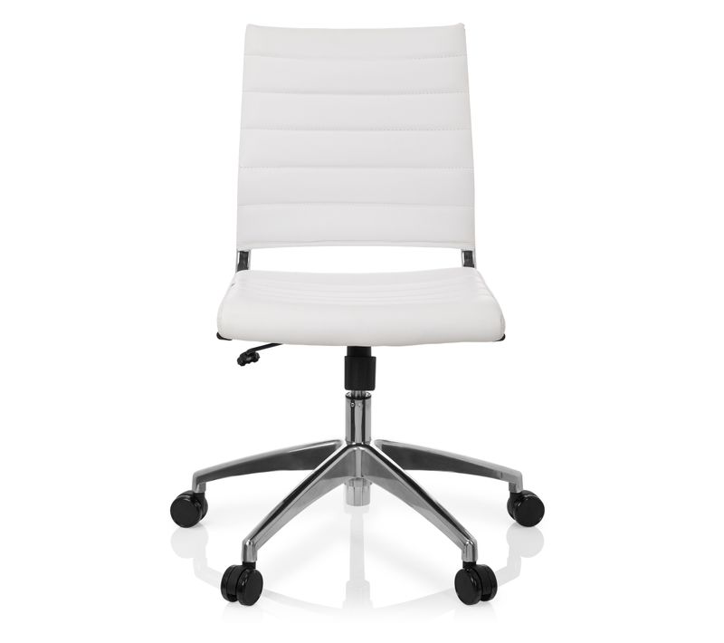 Fauteuil De Bureau Trisha Simili Blanc Sans Accoudoirs
