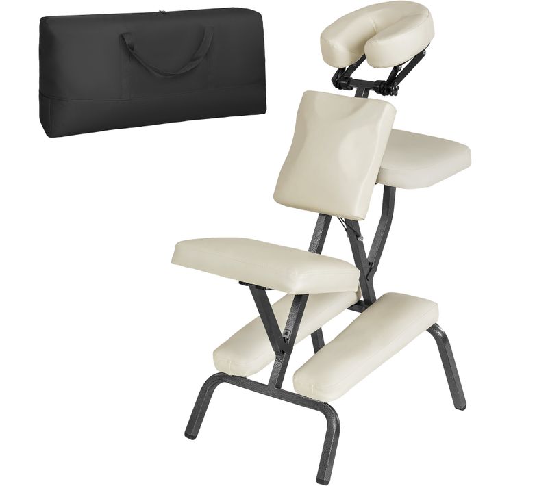 Fauteuil De Massage Pliable Rembourré Sac De Transport Inclus Beige