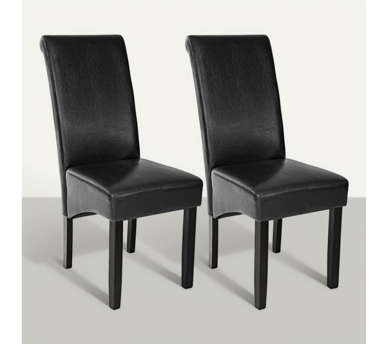 Lot De 2 Chaise De Salle À Manger En Matière Synthétique Noir