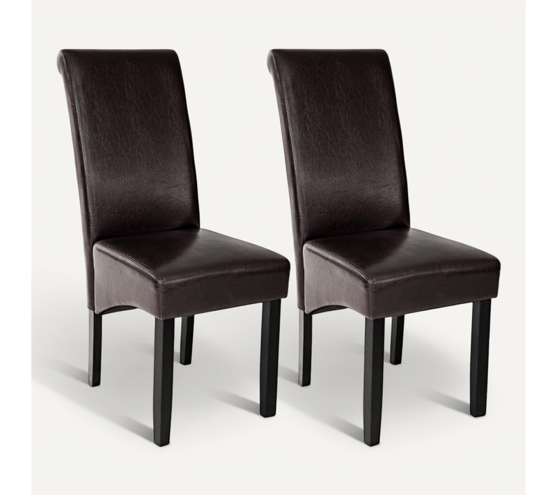 Lot De 2 Chaise De Salle À Manger En Matière Synthétique Marron