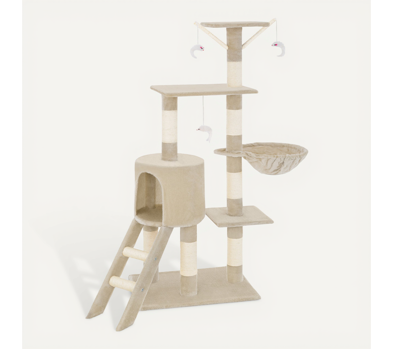1 Arbre À Chat Dominique En Sisal, Mdf Beige
