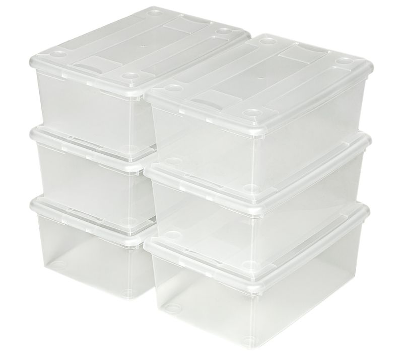 Lot De 6 Boîtes De Rangement En Plastique Pour Chaussures En Plastique Blanc Transparent