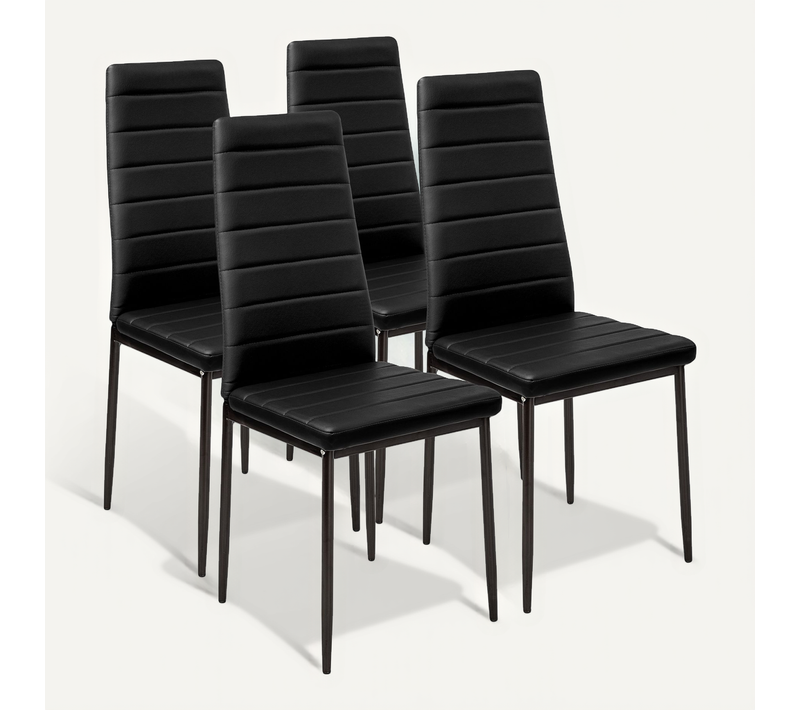Lot De 4 Chaise De Salle À Manger Thomas En Matière Synthétique Noir