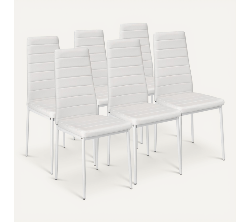 Lot De 6 Ensemble De Chaises De Salle À Manger Thomas En Matière Synthétique Blanc