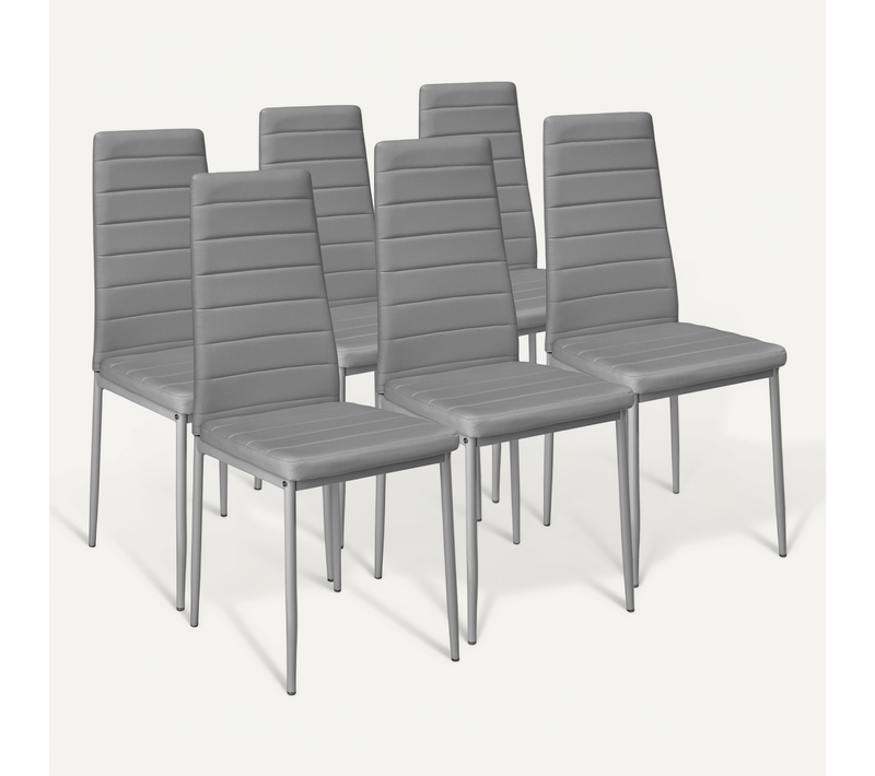 Lot De 6 Ensemble De Chaises De Salle À Manger Thomas En Matière Synthétique Gris