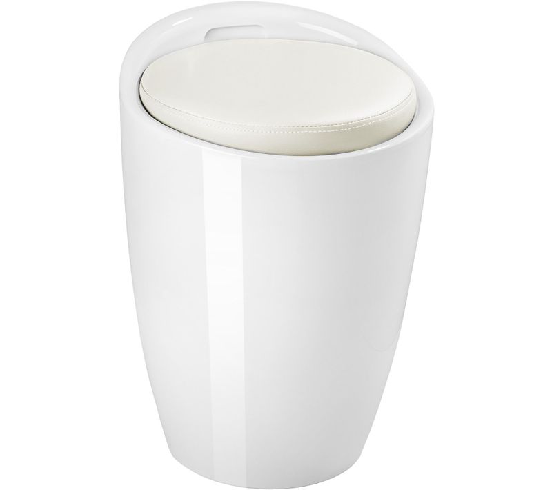 Tabouret Coffre De Rangement En Plastique Abs Blanc