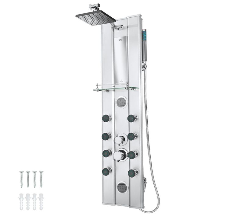 1 Panneau De Douche En Aluminium En Aluminium Argent