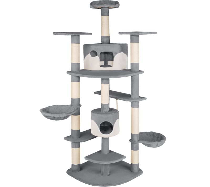 Arbre à Chat Griffoir 201 Cm Avec Système De Sécurité Gris/blanc