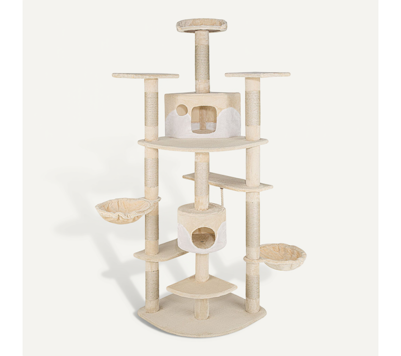 1 Arbre À Chat Fippi En Sisal, Mdf Beige/blanc