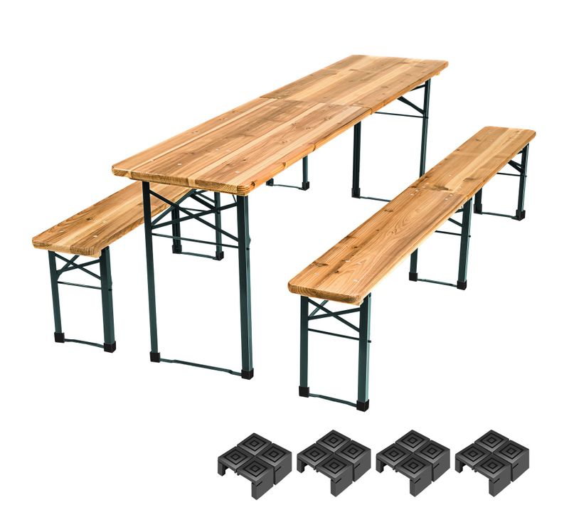 Table De Jardin En Bois Pliante Avec Bancs Ensemble 3 Pièces Marron