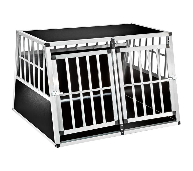 Cage De Transport Pour Chiens Sécurisée Avec Dos Droit Aluminium Noir