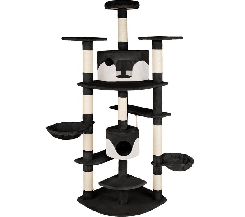 Arbre à Chat Griffoir 204 Cm Avec Système De Sécurité Noir/blanc