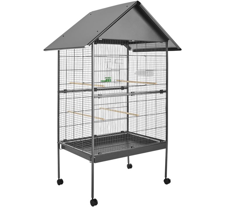 1 Cage À Oiseaux Bubi En Acier Gris Anthracite
