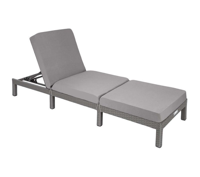 Bain De Soleil Transat Résine Tressée Acier Robuste Rembourrage Gris