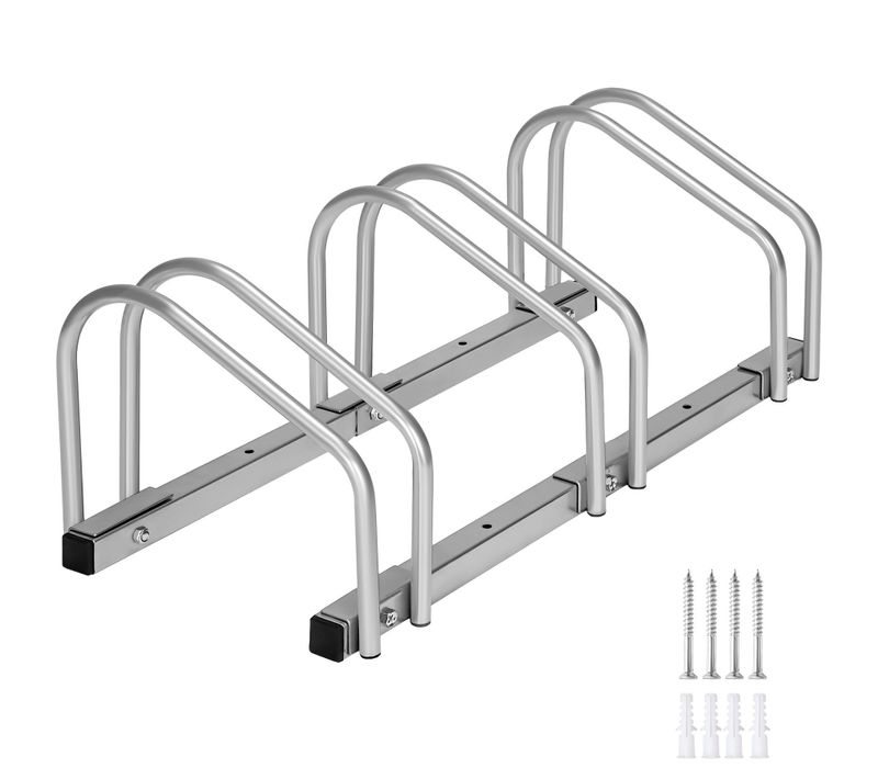 1 Support À Bicyclette En Acier Enduit De Poudre Argent