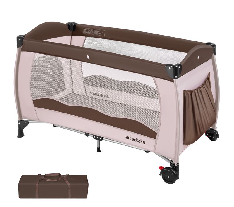 Lit De Voyage Pour Enfants Peu Encombrant Pliable Sac De Transport Compris Marron Café