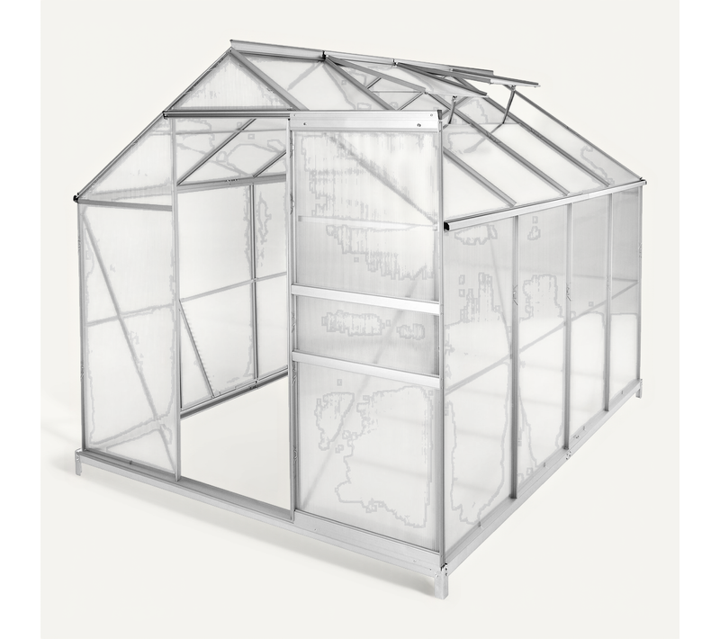 Serre De Jardin Aluminium Avec Fondation Blanc 185x250x195 Cm Panneaux Double Paroi