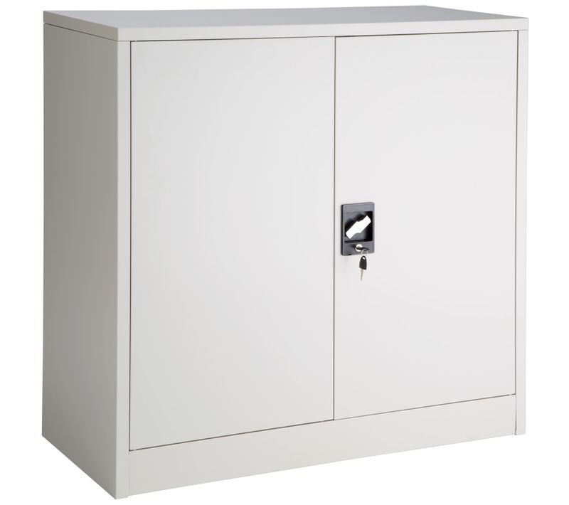 Armoire De Bureau En Acier 2 étagères Réglables En Hauteur Gris