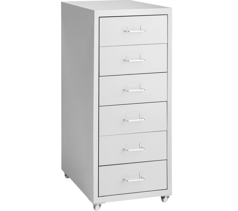 Caisson De Bureau à Roulettes En Acier Avec 6 Tiroirs Gris Clair
