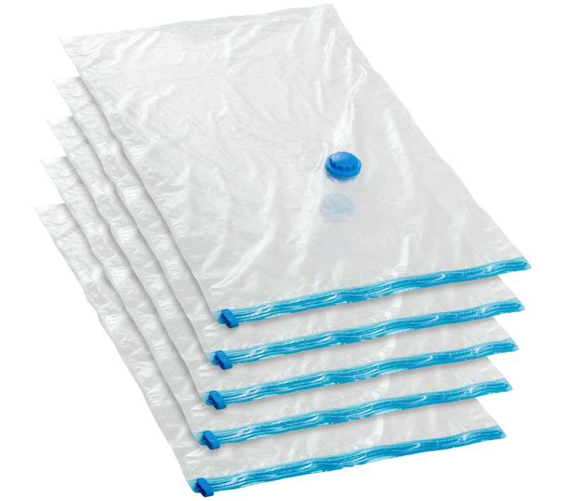 Lot De 5 Sacs Sous-vide Avec Une Valve Simple Entrée Et De Sortie Blanc Transparent