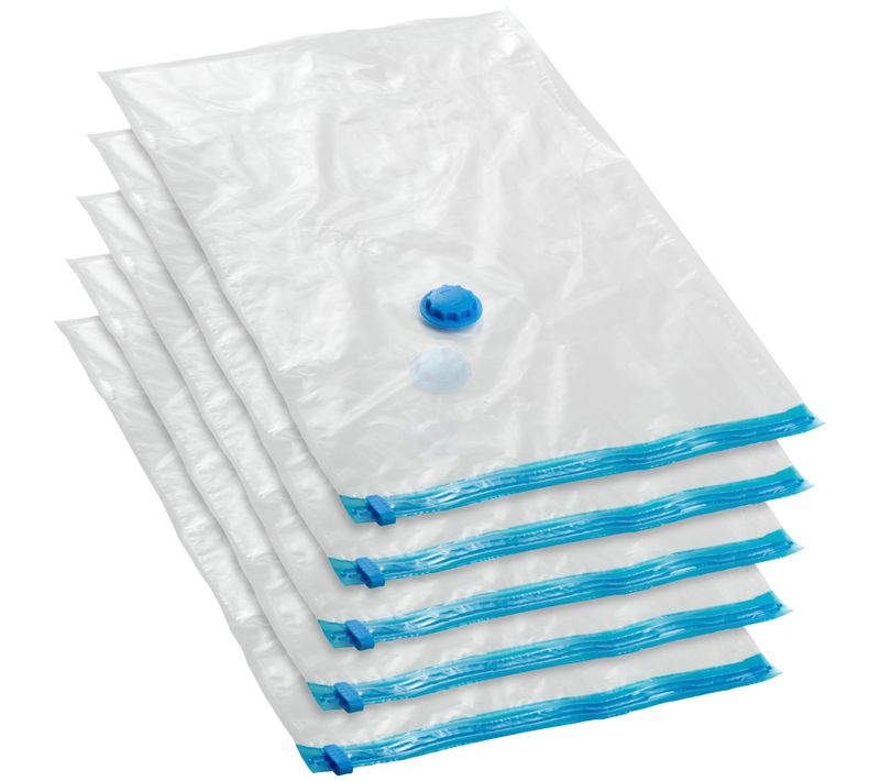 Lot De 5 Sacs Sous-vide Avec Une Valve Simple Entrée Et De Sortie Blanc Transparent