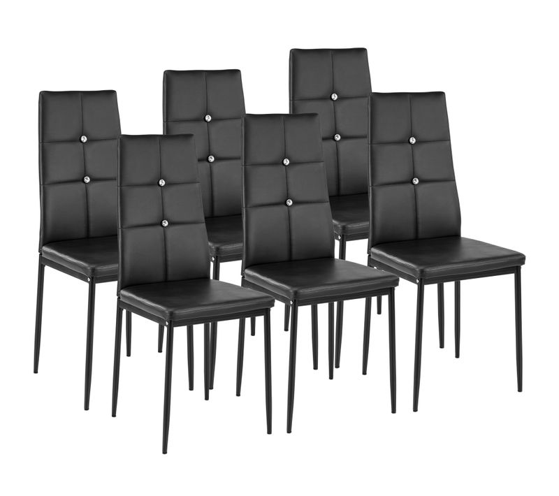 Ensemble De 6 Chaises Salle à Manger Paillettes Cuir Synthétique Noir