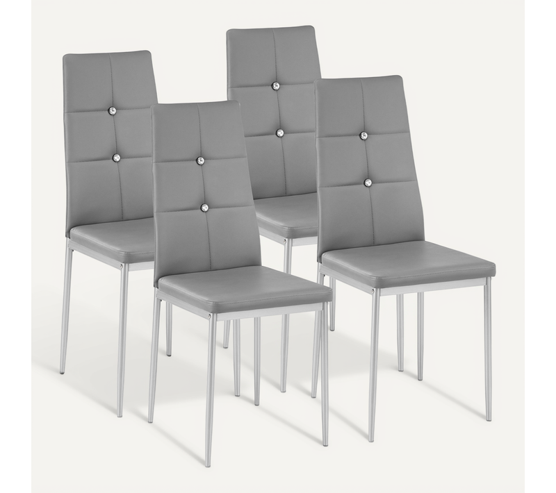 Lot De 4 Ensemble De Chaises De Salle À Manger Julien En Matière Synthétique Gris