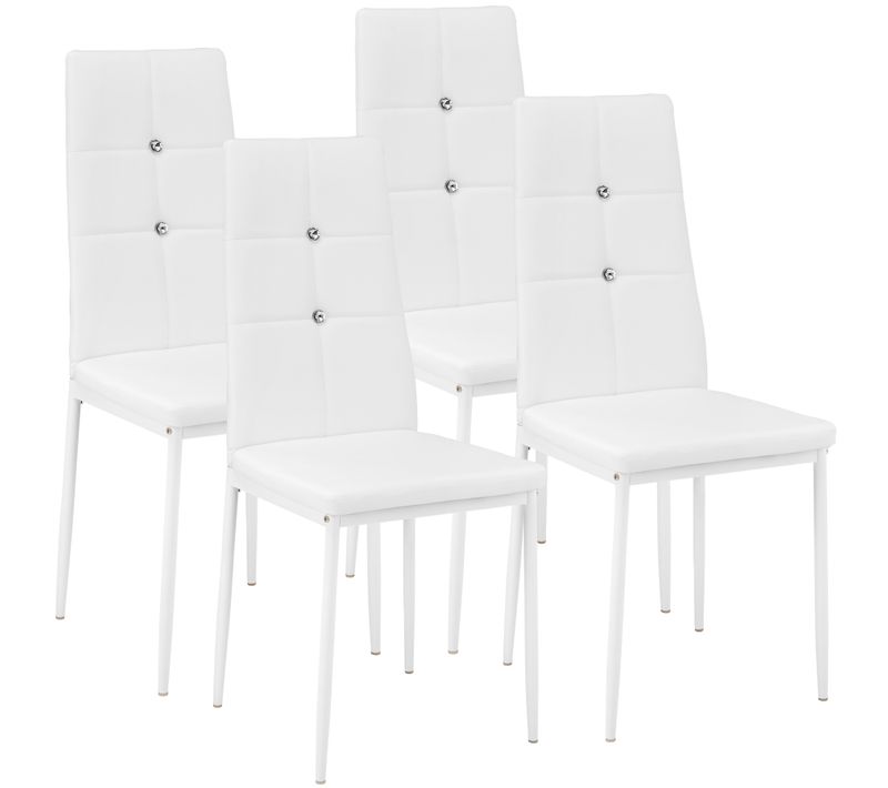 Ensemble 4 Chaises Salle à Manger Cuir Synthétique à Paillettes Blanc