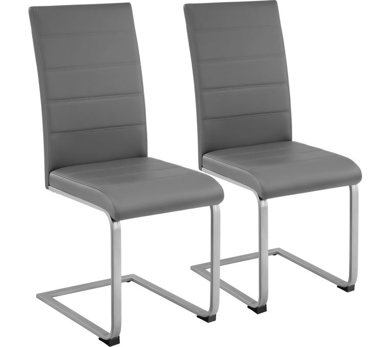 Ensemble De 2 Chaises De Salle à Manger En Cuir Synthétique Gris