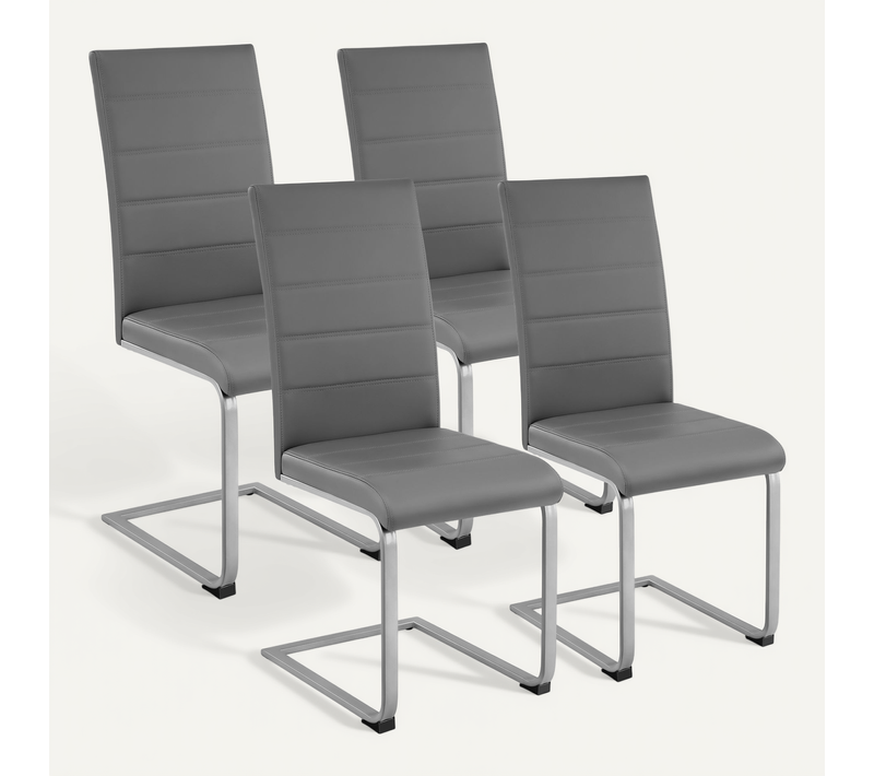 Lot De 4 Ensemble De Chaises De Salle À Manger Bettina En Matière Synthétique Gris