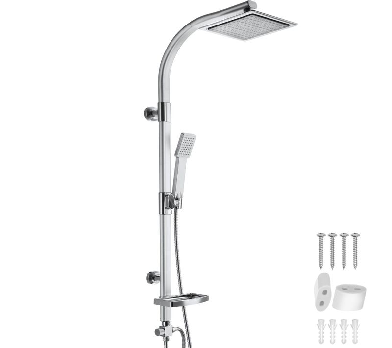 1 Système De Douche À Effet Pluie En Aluminium En Alliage Aluminium Gris