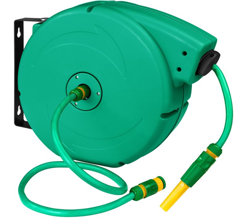 Dévidoir à Enroulement Automatique De Tuyau D'arrosage Raccord Rapide ½ Pouce Vert