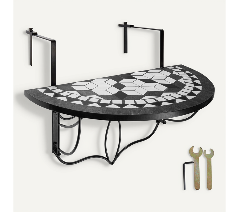 1 Table De Balcon En Acier Noir/blanc