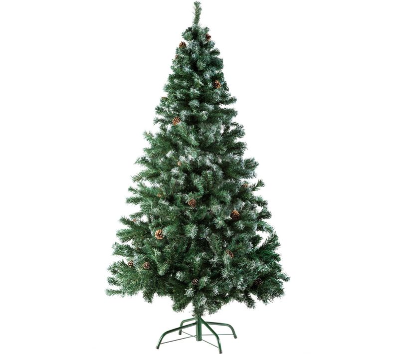 Sapin De Noël Artificiel Avec Pommes De Pin Et Support Métallique 180 Cm Vert