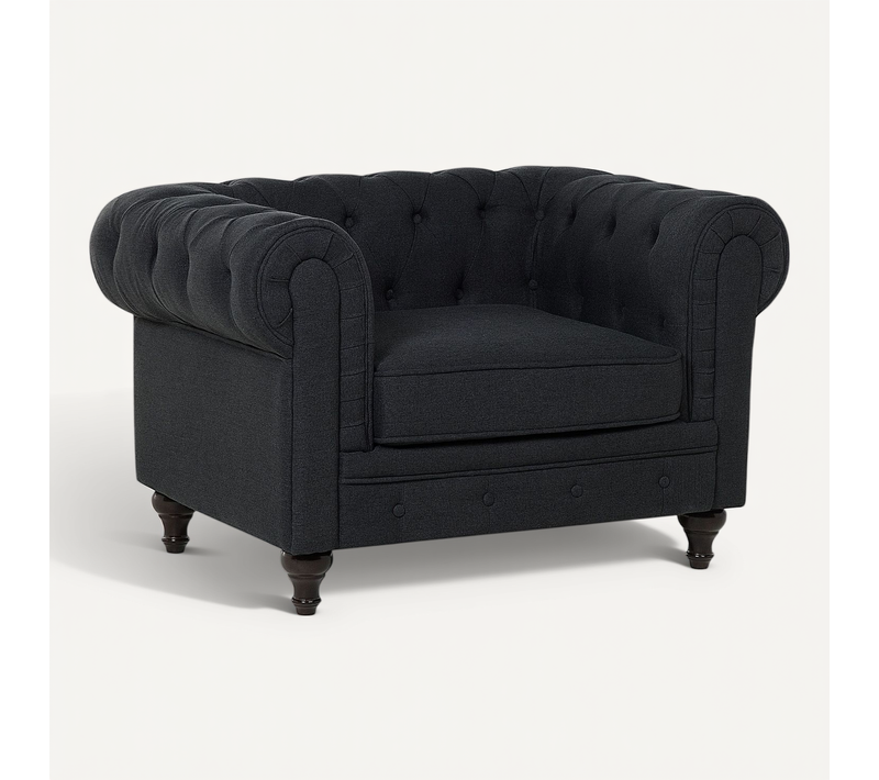 Fauteuil Gris Graphite Chesterfield