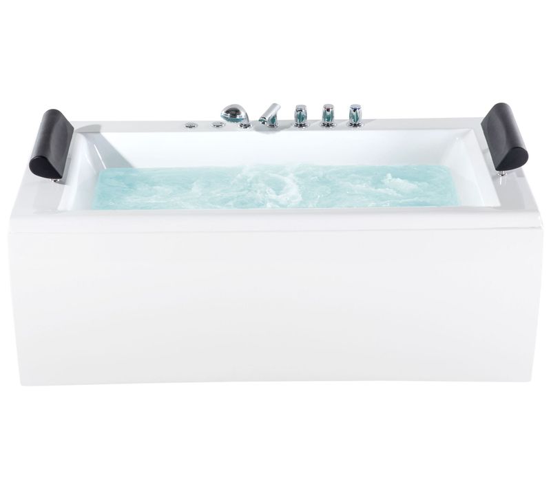 Baignoire D'angle à Remous Avec LED Montego 172 X 83 Cm Blanc
