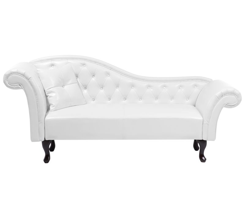 Méridienne Chesterfield En Cuir Pu Blanc Lattes