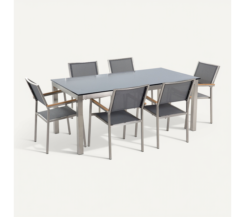 Set De Salle à Manger Verre Gris Grosseto